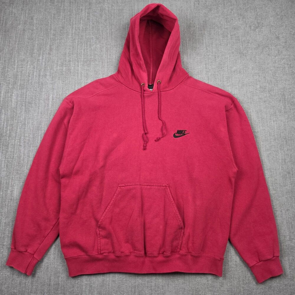 Vintage 90s Nike Futura Small Swoosh Hoodie Mens Medium Red Pullover USA Skater
